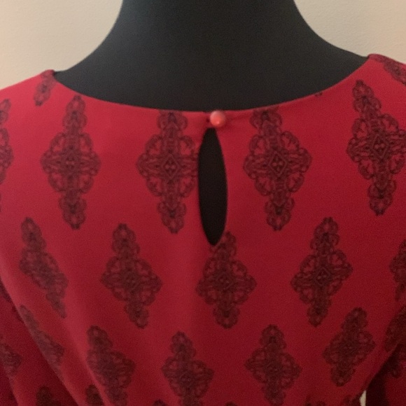 Red with Black, White & Orange Dress - Picture 6 of 8